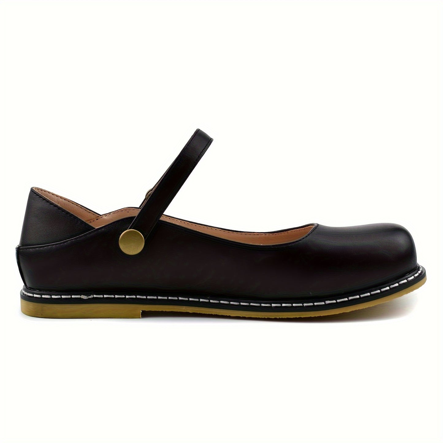 Women's Buckle Ankle Strap Flats, Non-Slip, Uniform Style