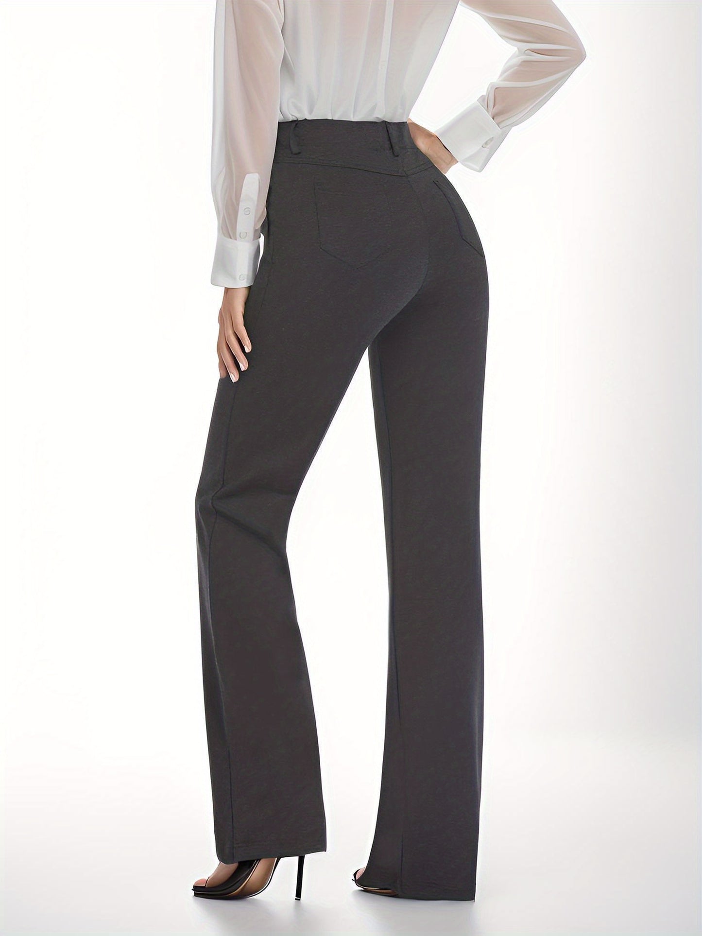 Women's Curvy Fit Gabardine Bootcut Stretch Dress Pants With Pockets - - Suitable for Work & Casual Occasions