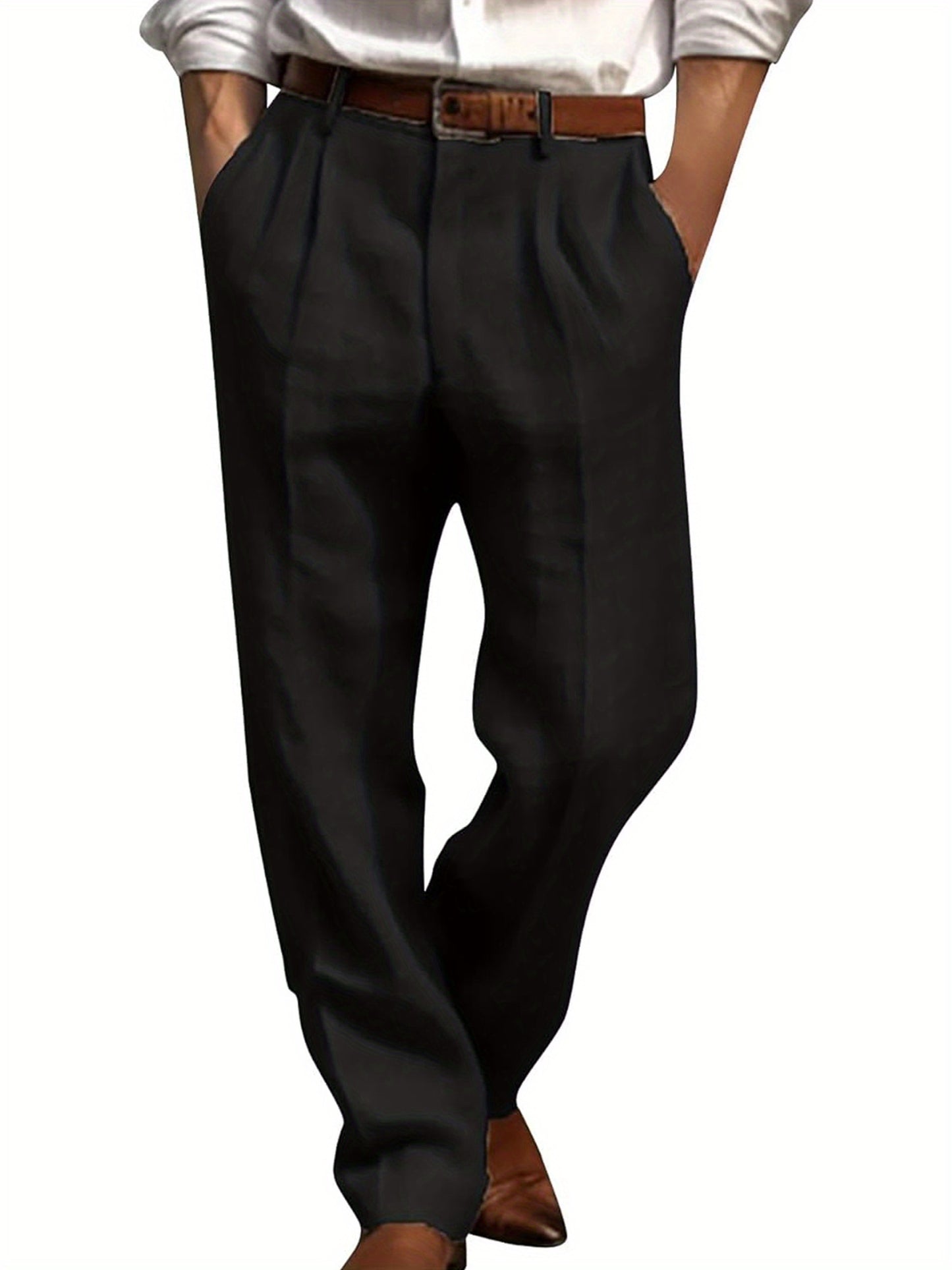 Men's Casual Comfy Cotton Straight Leg Trousers for Leisure Activities