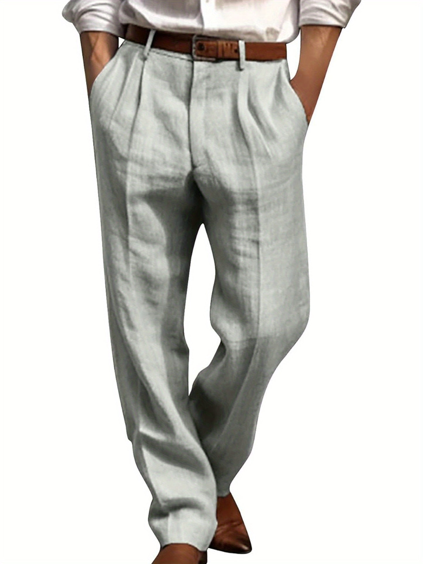 Men's Casual Comfy Cotton Straight Leg Trousers for Leisure Activities