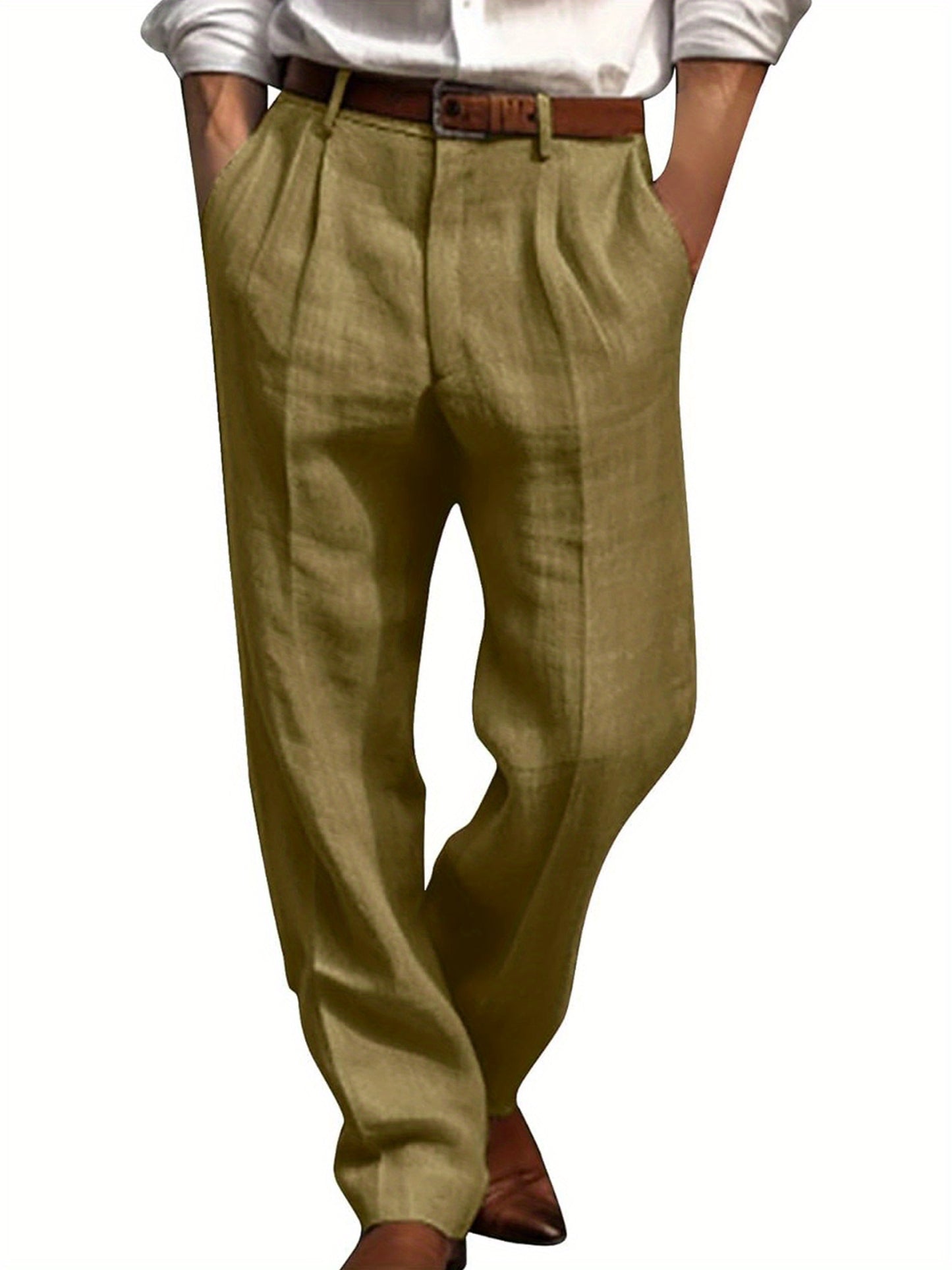 Men's Casual Comfy Cotton Straight Leg Trousers for Leisure Activities