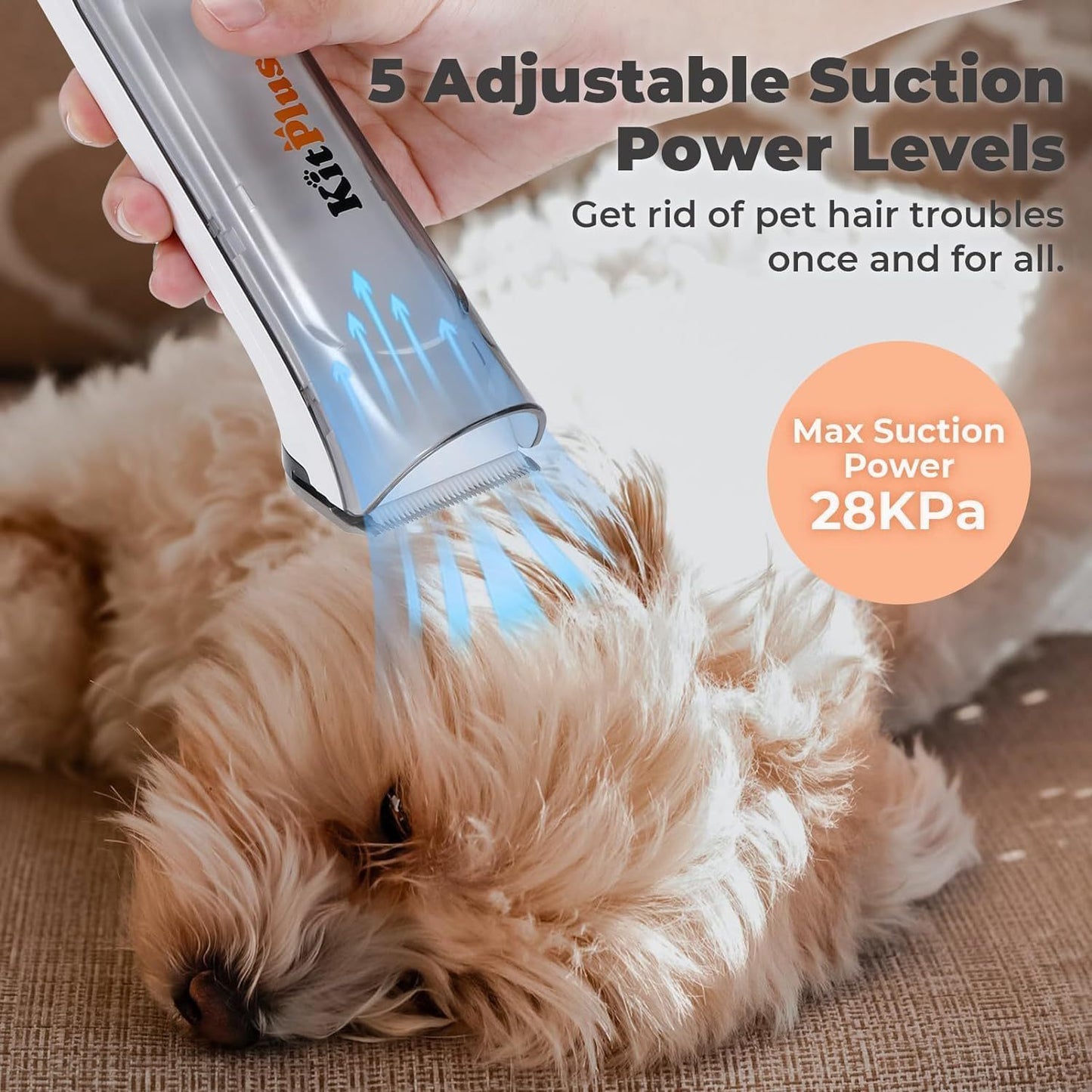 Dog Hair Vacuum & Dog Grooming Kit, 5 Grooming Tools for Dogs and Cats, 99% Hair Suction,