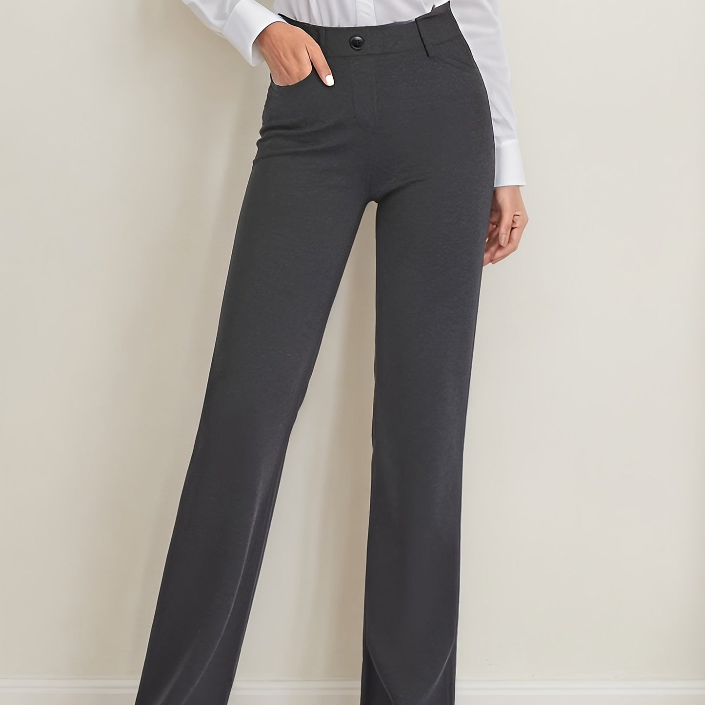 Women's Curvy Fit Gabardine Bootcut Stretch Dress Pants With Pockets - - Suitable for Work & Casual Occasions