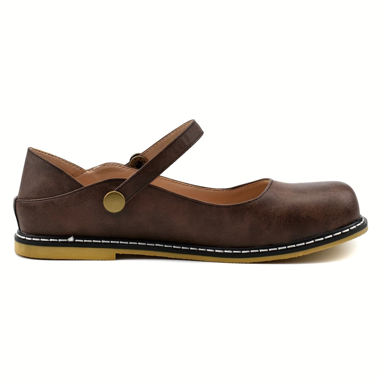Women's Buckle Ankle Strap Mary Jane Flats, Flat Heel, Ankle Strap