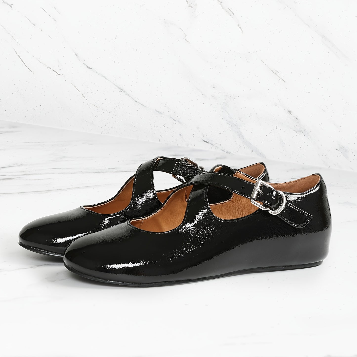 Elegant Mary Jane Flats for Women Upper, Rubber Sole for All-Season Wear