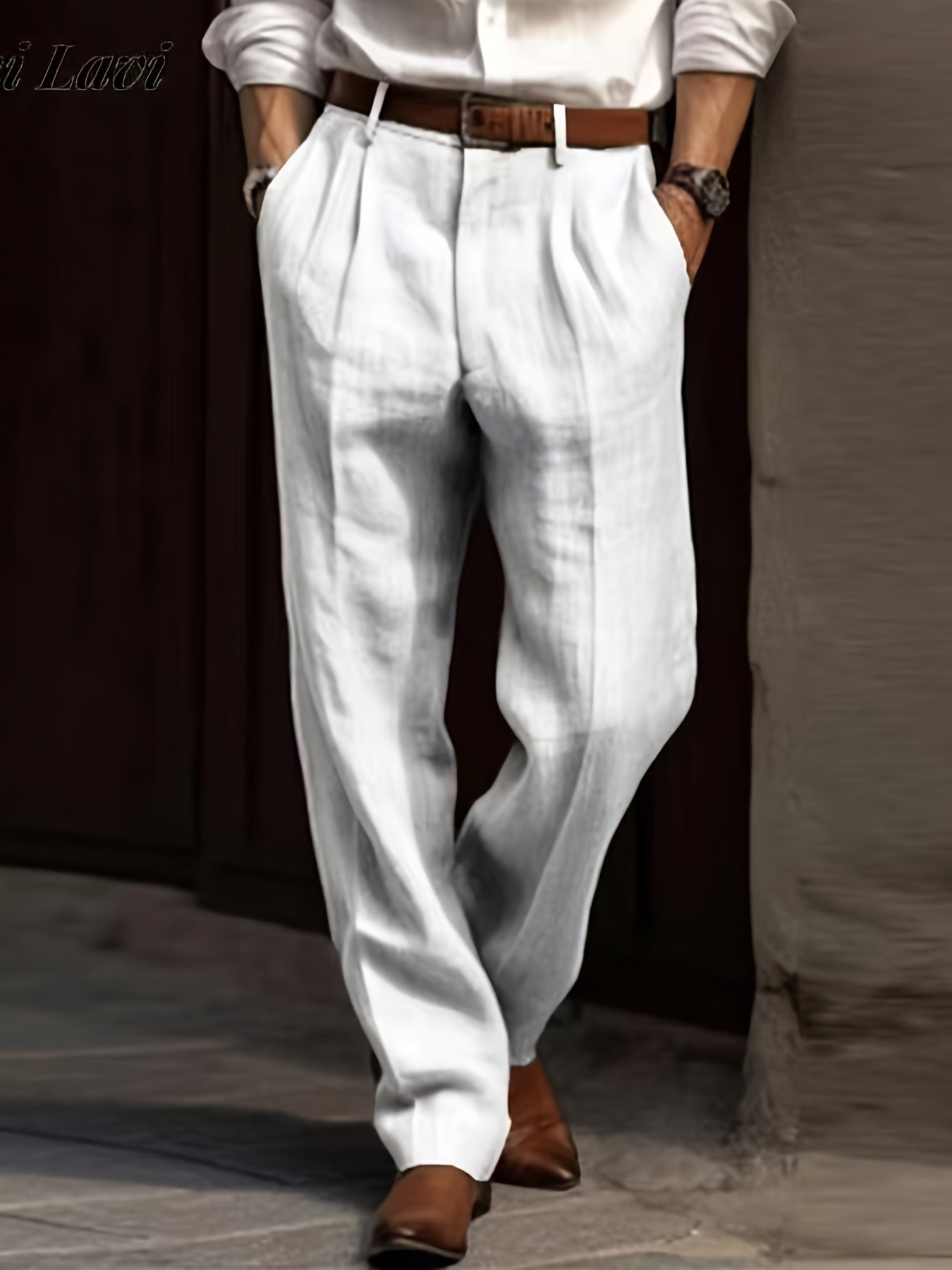 Men's Casual Comfy Cotton Straight Leg Trousers for Leisure Activities