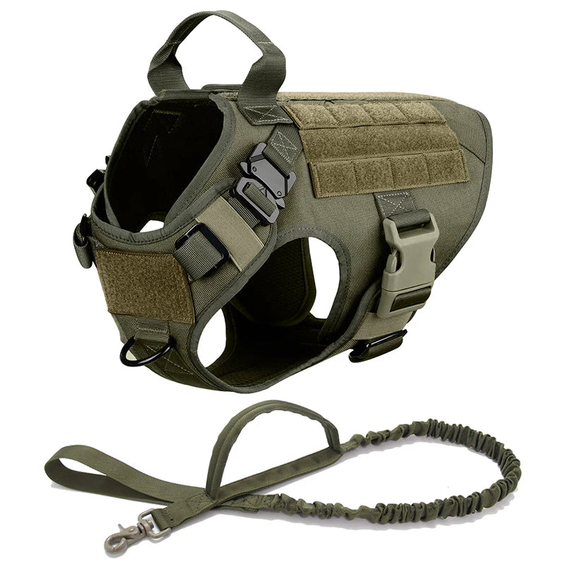 Tactical Dog Harness Pet K9 Malinois Training Vest Harness and Leash Set For All Breeds Dogs