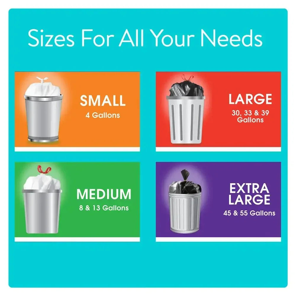 Tall Kitchen Garbage Bags 13 Gallon Drawstring Closure 80 Count Strong
