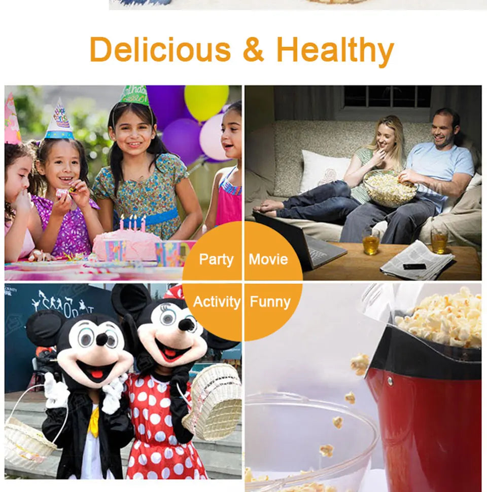 Oil-free Air Corn Machine, Pipoqueir Eletrica Hot Air Machine Mini Popcorn Maker Machine-1200W Household Healthy Home Kitchen