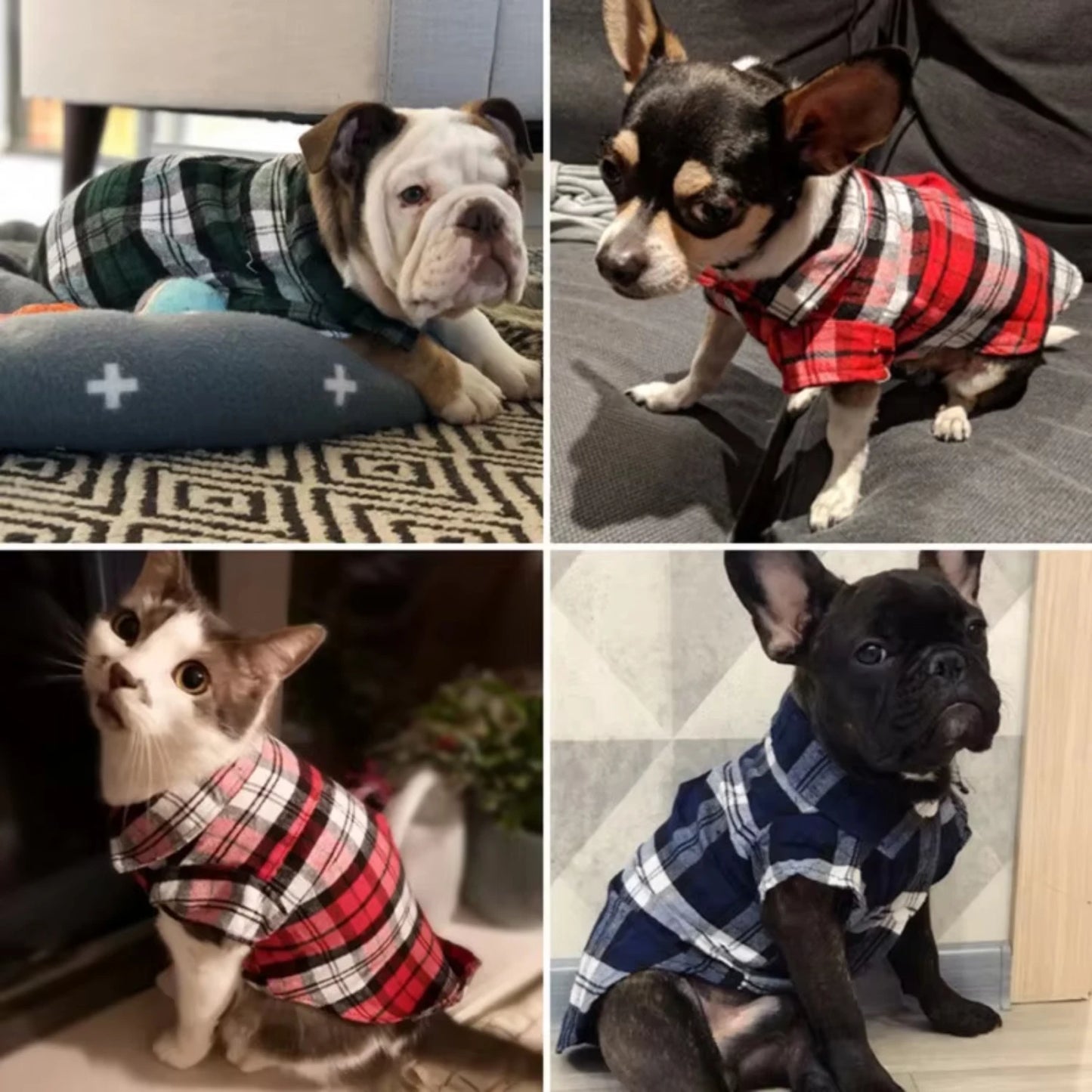 Dog Shirt Small Medium Dogs Boy Plaid Dog T-Shirt Summer Outfits