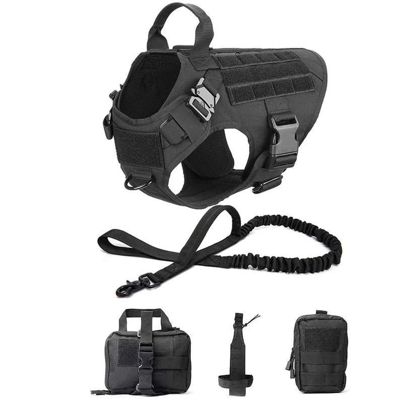 Tactical Dog Harness Pet K9 Malinois Training Vest Harness and Leash Set For All Breeds Dogs