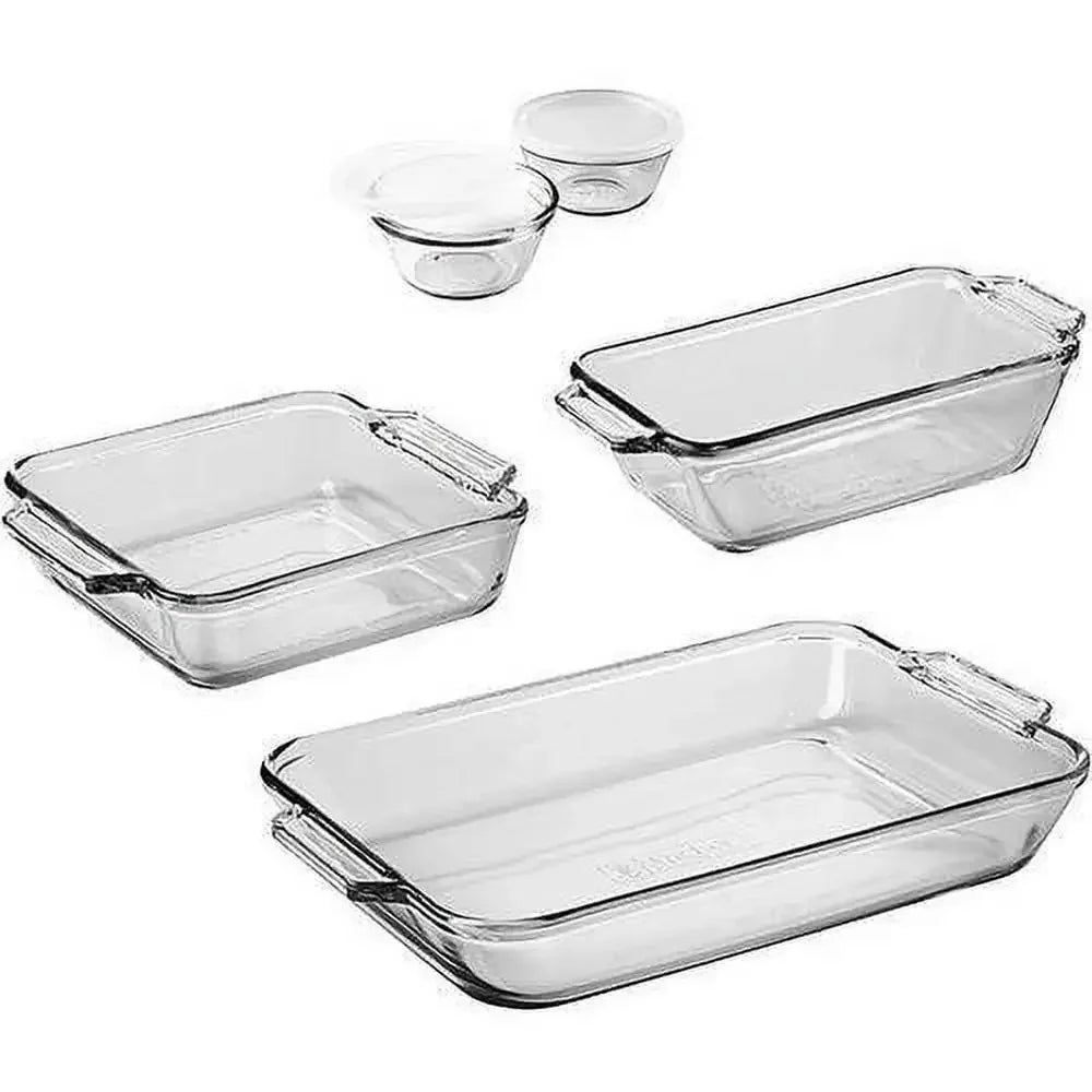 Glass Bakeware Set 7-Piece All-Inclusive Kitchen Essentials Custard Cups with Lids