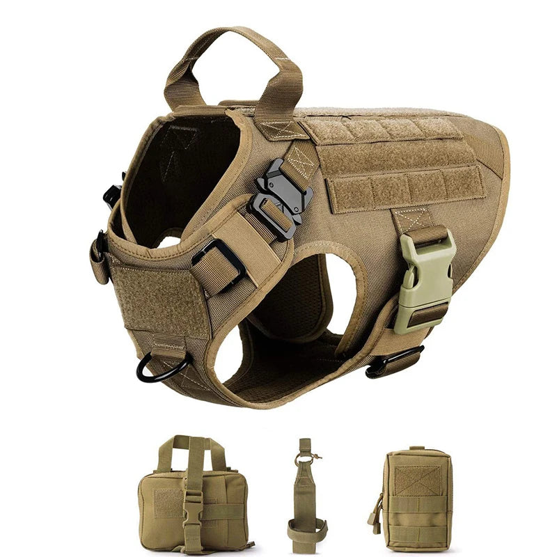 Tactical Dog Harness Pet K9 Malinois Training Vest Harness and Leash Set For All Breeds Dogs