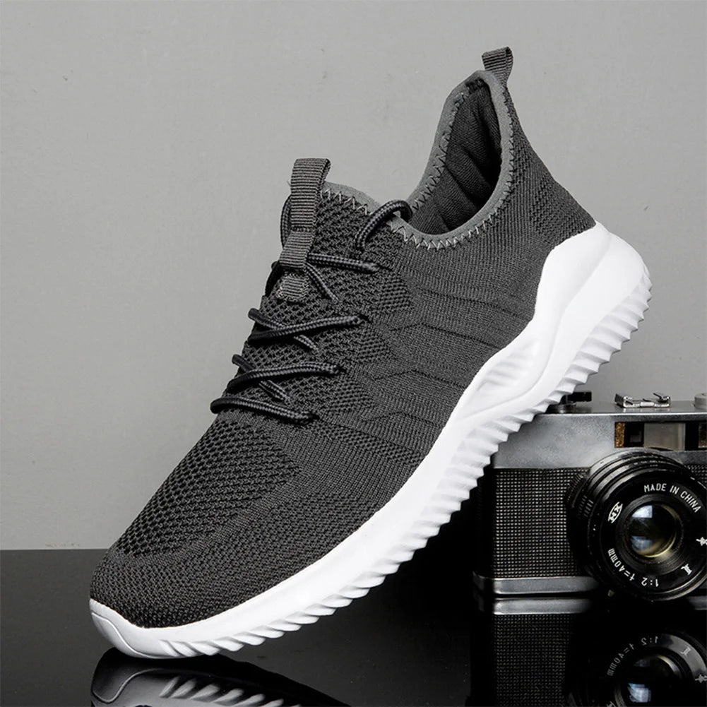Men Running Shoes Breathable Mesh Lightweight Lace Up Outdoor