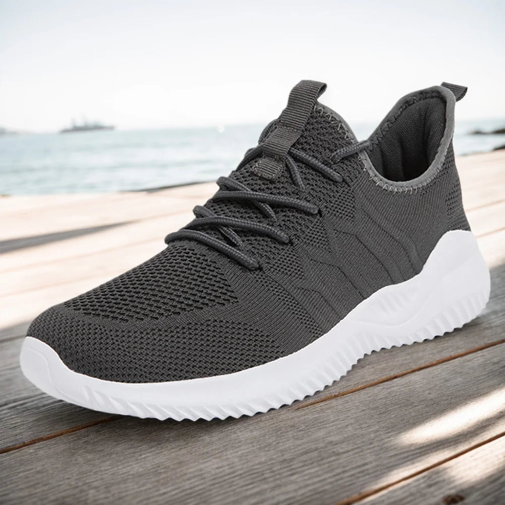 Men Running Shoes Breathable Mesh Lightweight Lace Up Outdoor