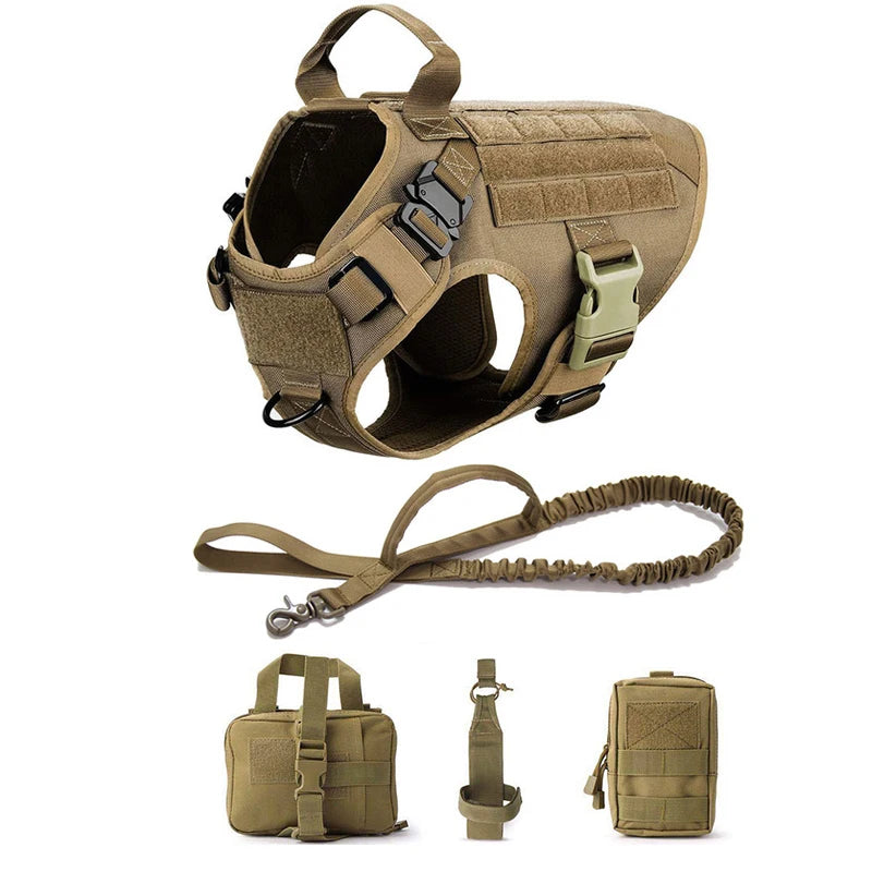 Tactical Dog Harness Pet K9 Malinois Training Vest Harness and Leash Set For All Breeds Dogs