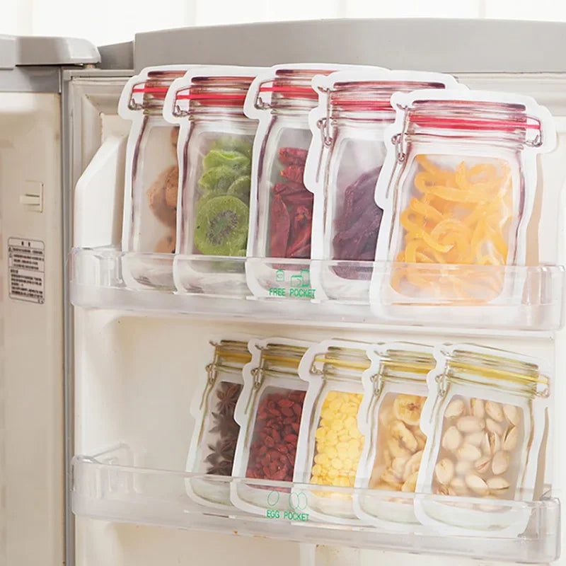 New Reusable Mason Jar Bottles Bags Nuts Candy Cookies Bag Waterproof Seal Fresh Food Storage Bag Snacks Sandwich Zip Lock Bags