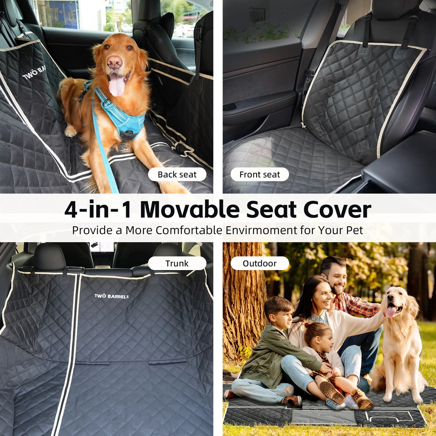 Car Pet Seat Cover Waterproof Foldable Dog Car Seat