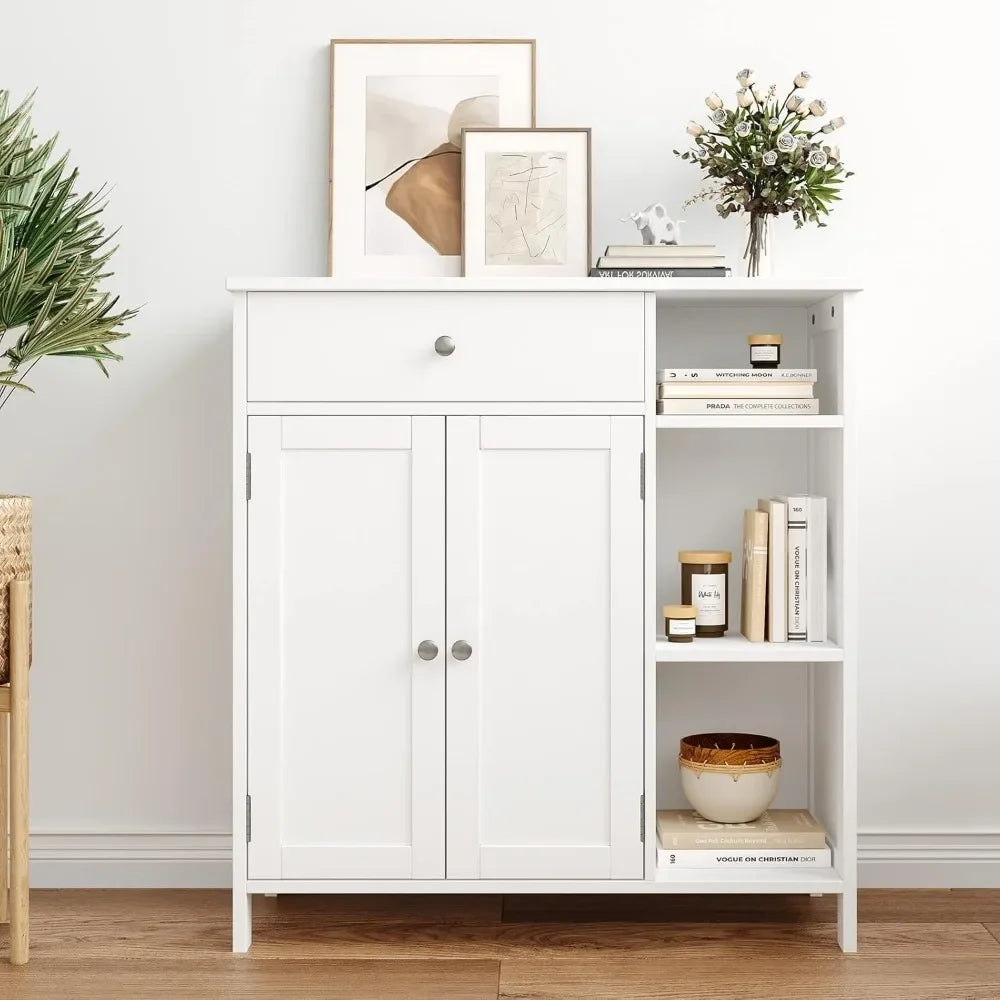 Bathroom Floor Cabinet with Doors & Drawer & Adjustable Shelf