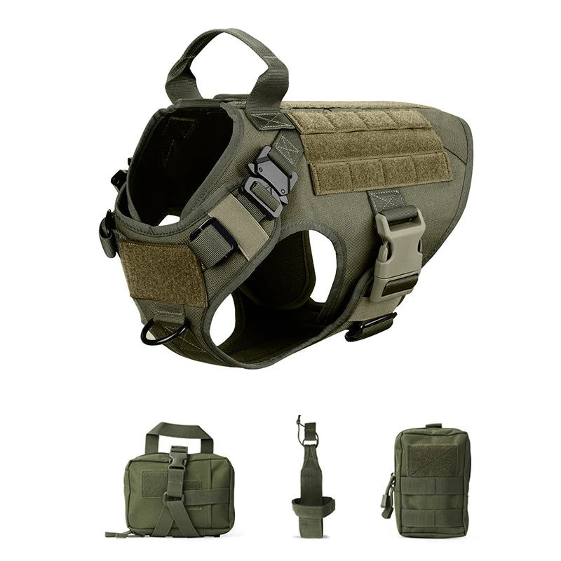 Tactical Dog Harness Pet K9 Malinois Training Vest Harness and Leash Set For All Breeds Dogs
