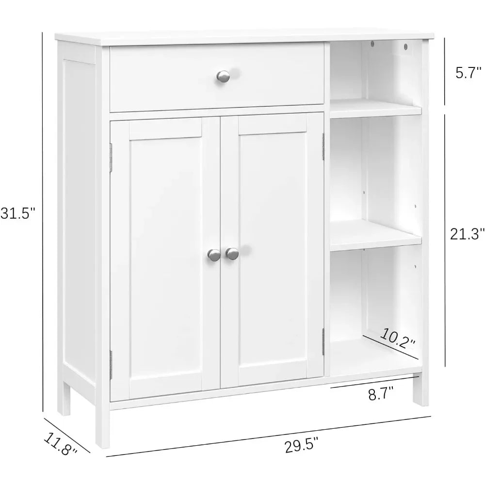 Bathroom Floor Cabinet with Doors & Drawer & Adjustable Shelf