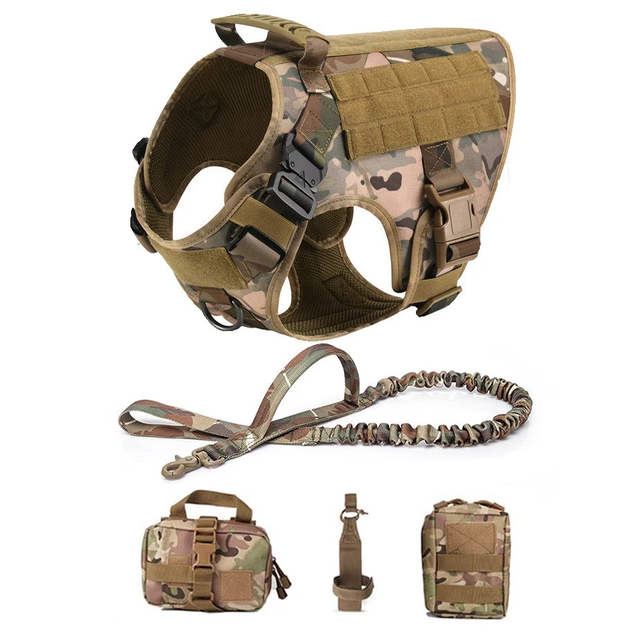 Tactical Dog Harness Pet K9 Malinois Training Vest Harness and Leash Set For All Breeds Dogs
