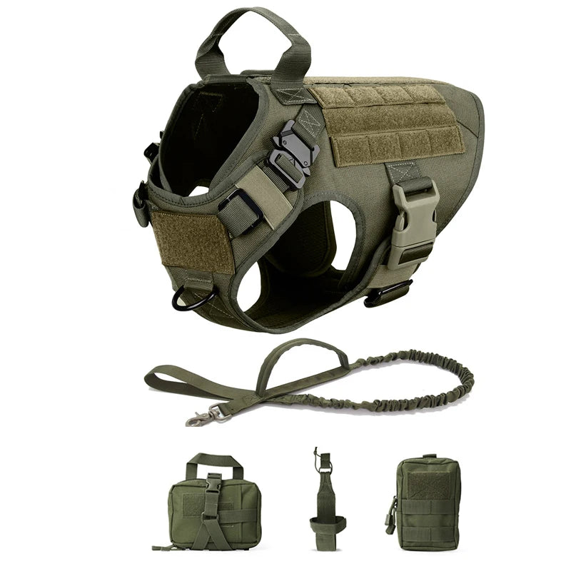 Tactical Dog Harness Pet K9 Malinois Training Vest Harness and Leash Set For All Breeds Dogs