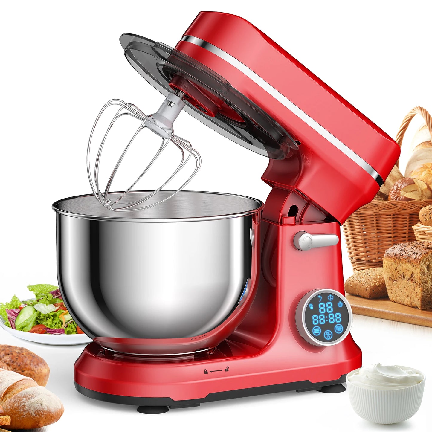 BioloMix Kitchen Food Stand Mixer 1200W 11-Speeds DC Motor Digital OLED Screen