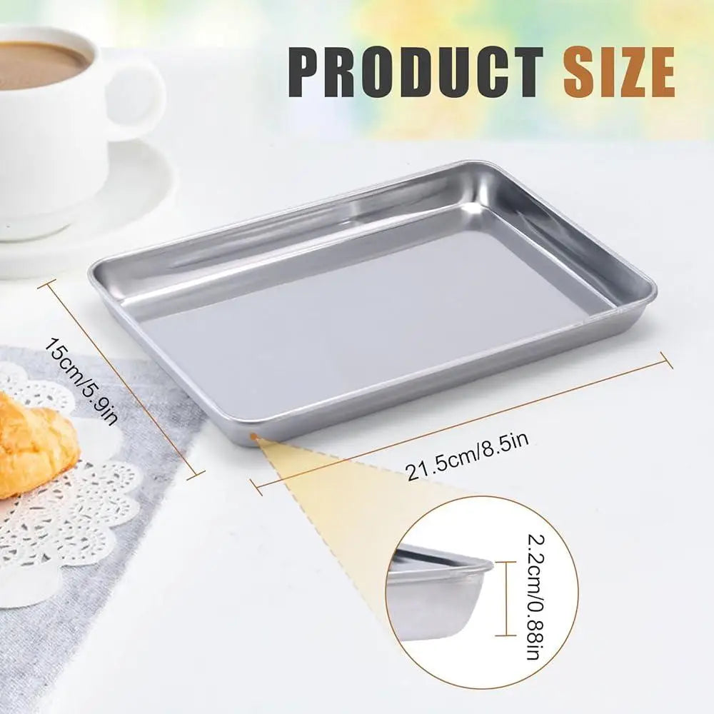 6 Pack Stainless Steel Baking Sheet Set Toaster Oven Pans Barbecue Grill Trays Cooking Storage Trays Kitchen Essential Tools