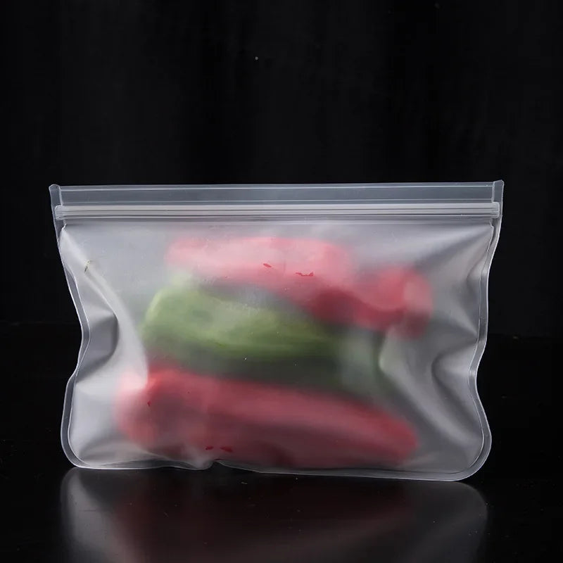 New Silicone Food Storage Bag Reusable Stand Up Zip Shut Bag