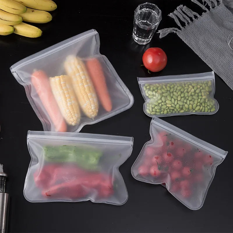 New Silicone Food Storage Bag Reusable Stand Up Zip Shut Bag