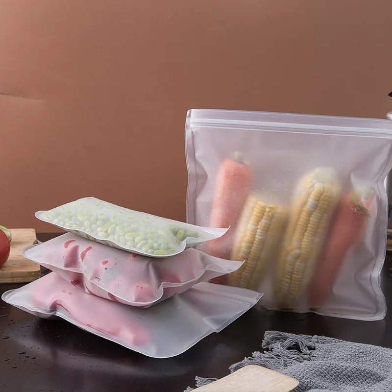 New Silicone Food Storage Bag Reusable Stand Up Zip Shut Bag