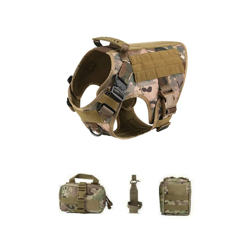 Tactical Dog Harness Pet K9 Malinois Training Vest Harness and Leash Set For All Breeds Dogs