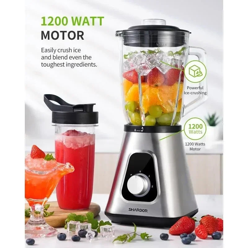 SHARDOR 1200W Blender Combo, 52oz Glass Jar, 22oz Travel Cup