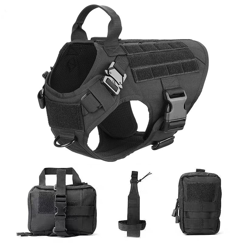 Tactical Dog Harness Pet K9 Malinois Training Vest Harness and Leash Set For All Breeds Dogs