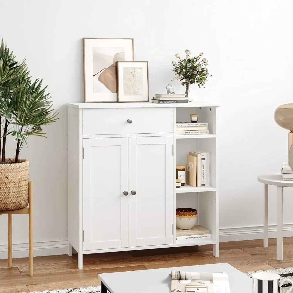 Bathroom Floor Cabinet with Doors & Drawer & Adjustable Shelf