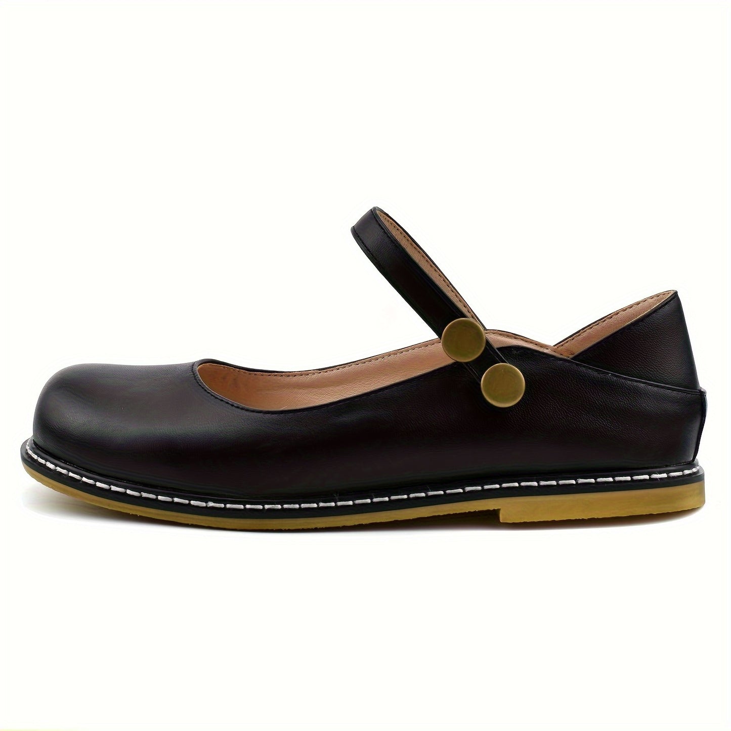 Women's Buckle Ankle Strap Mary Jane Flats, Flat Heel, Ankle Strap