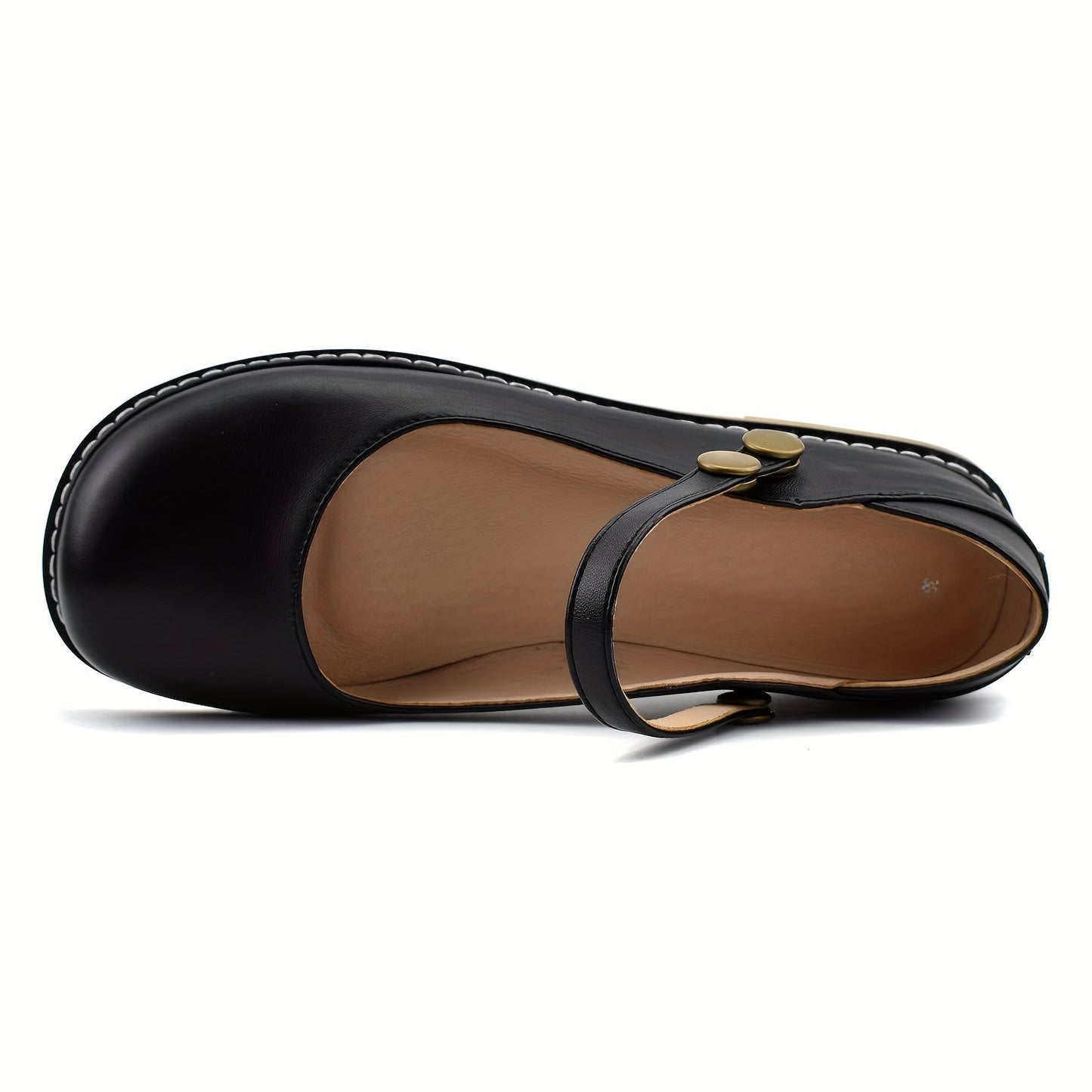 Women's Buckle Ankle Strap Mary Jane Flats, Flat Heel, Ankle Strap