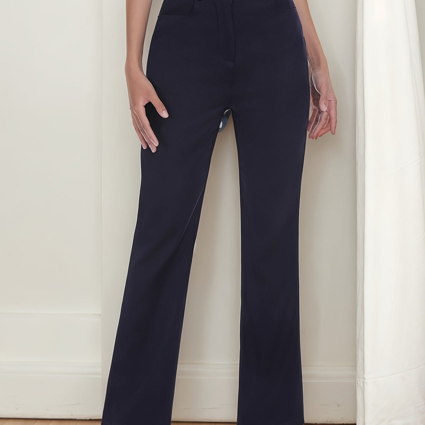 Women's Curvy Fit Gabardine Bootcut Stretch Dress Pants With Pockets - - Suitable for Work & Casual Occasions