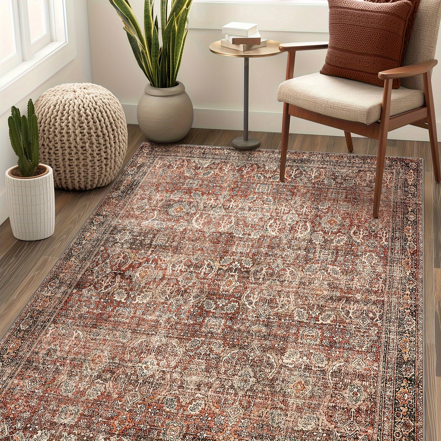 Machine Washable Non-Slip Boho Vintage Distressed Area Rug