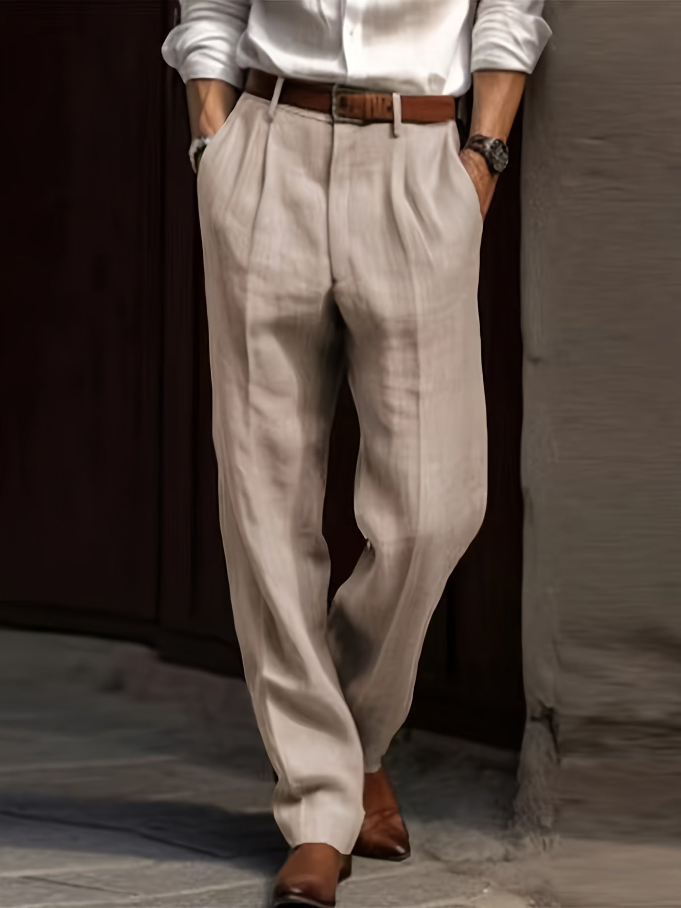 Men's Casual Comfy Cotton Straight Leg Trousers for Leisure Activities