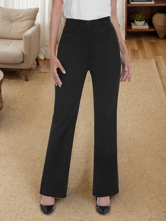 Women's Curvy Fit Gabardine Bootcut Stretch Dress Pants With Pockets - - Suitable for Work & Casual Occasions