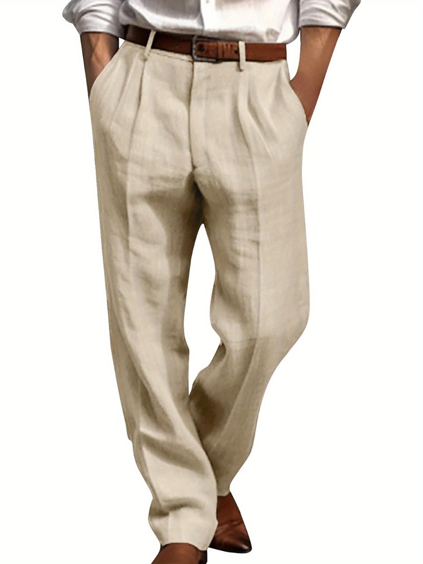Men's Casual Comfy Cotton Straight Leg Trousers for Leisure Activities