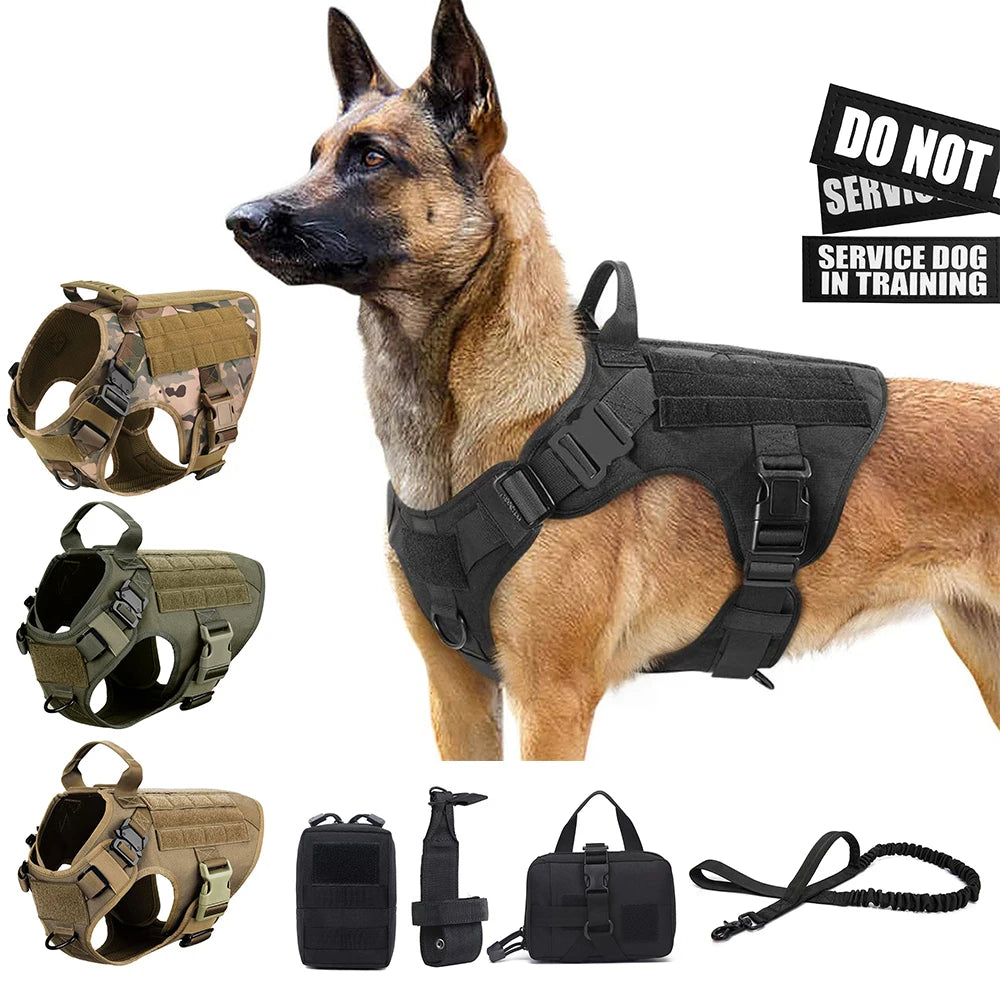 Tactical Dog Harness Pet  K9 Malinois Training Vest Harness and Leash Set For All Breeds Dogs