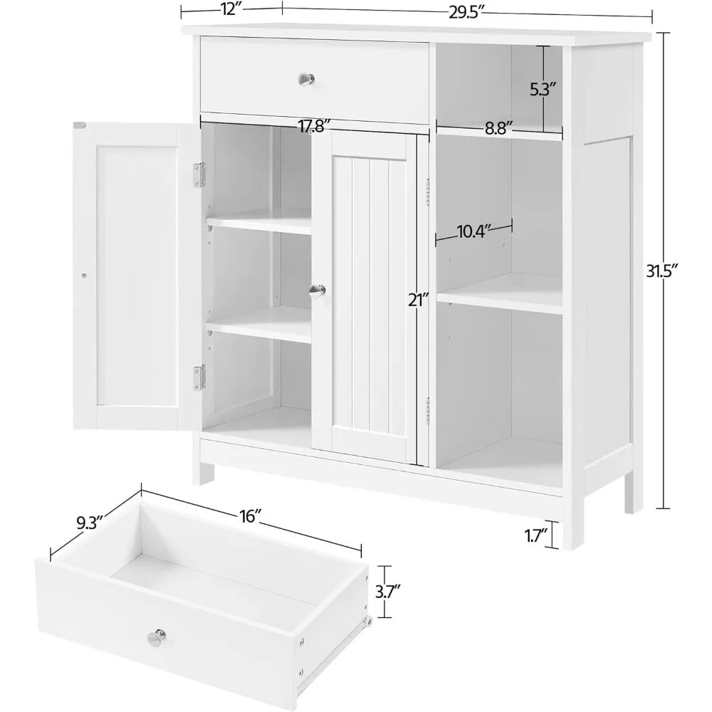 Bathroom Floor Cabinet, Kitchen Freestanding Storage Organizer, Drawer