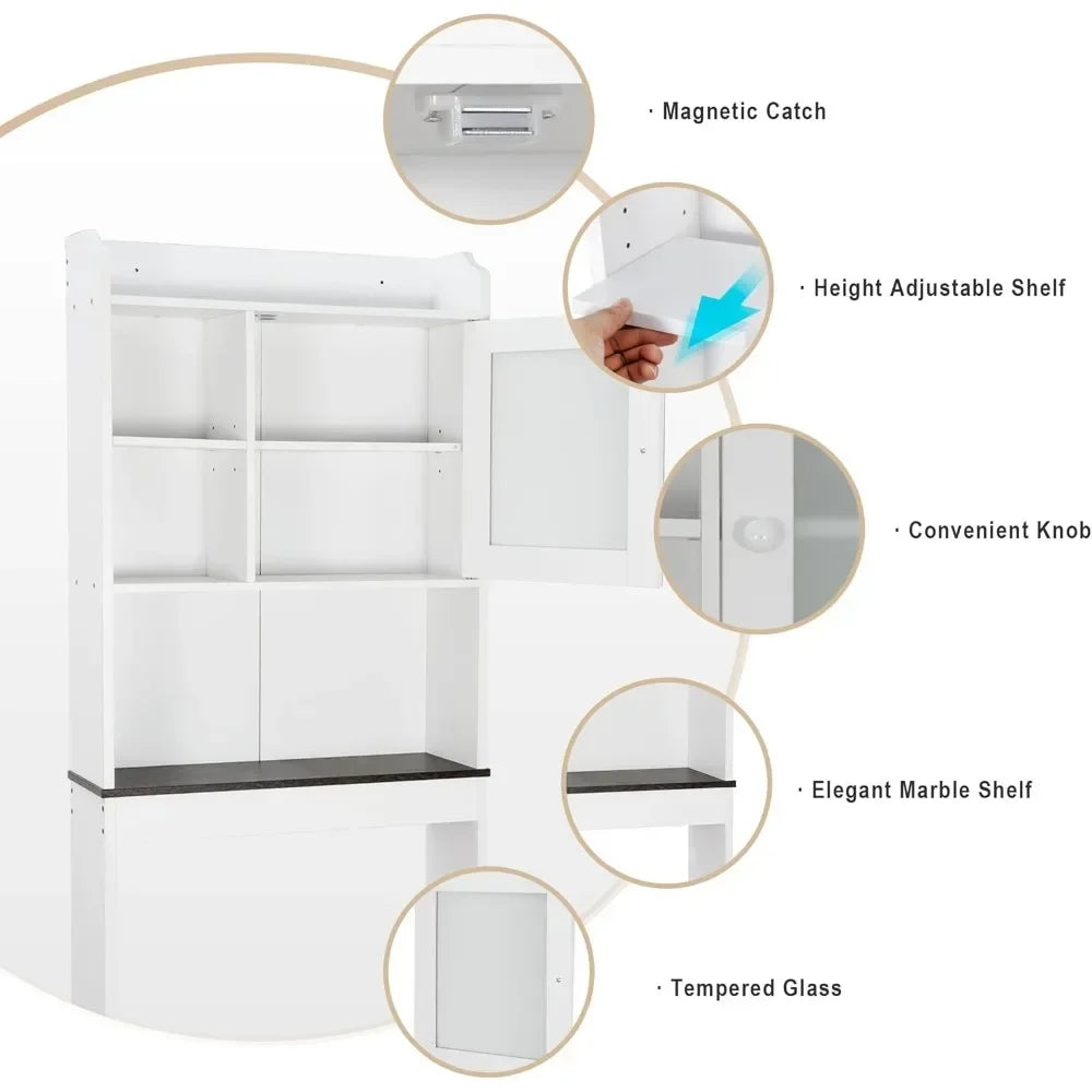 Toilet Bathroom Storage Cabinet Freestanding  Organizer with Adjustable Shelves r