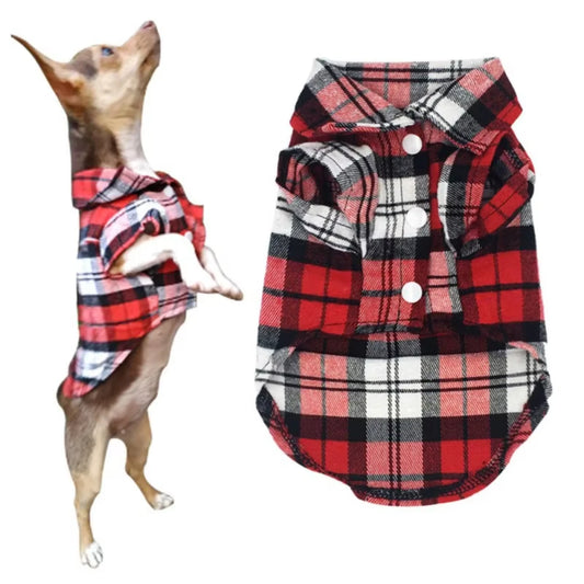 Dog Shirt  Small Medium Dogs Boy Plaid Dog T-Shirt   Summer Outfits