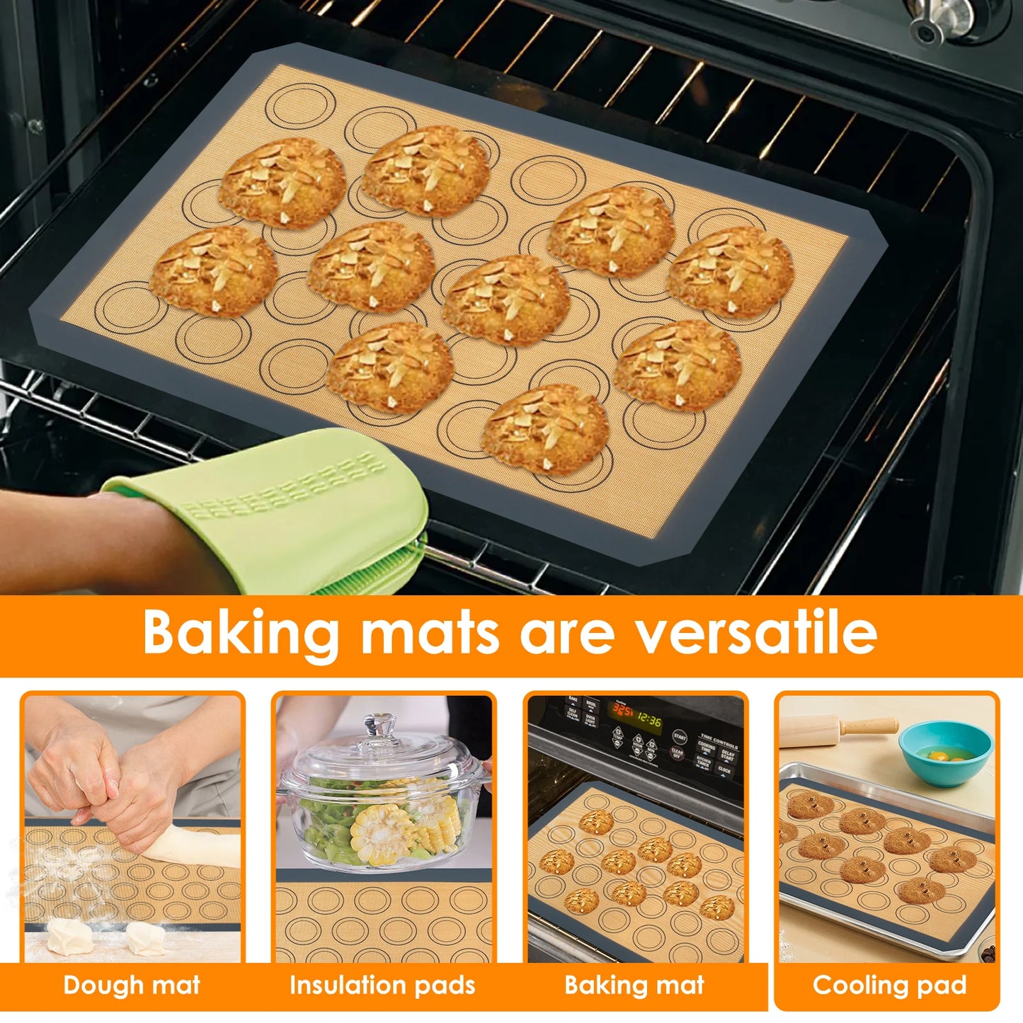 4 to 8Pcs Macaron Baking Mats Non Stick Silicone Baking Sheet Reusable