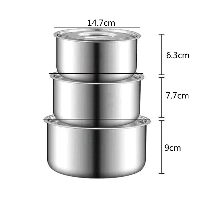 3pcs Stainless Steel Soup pot With Lid