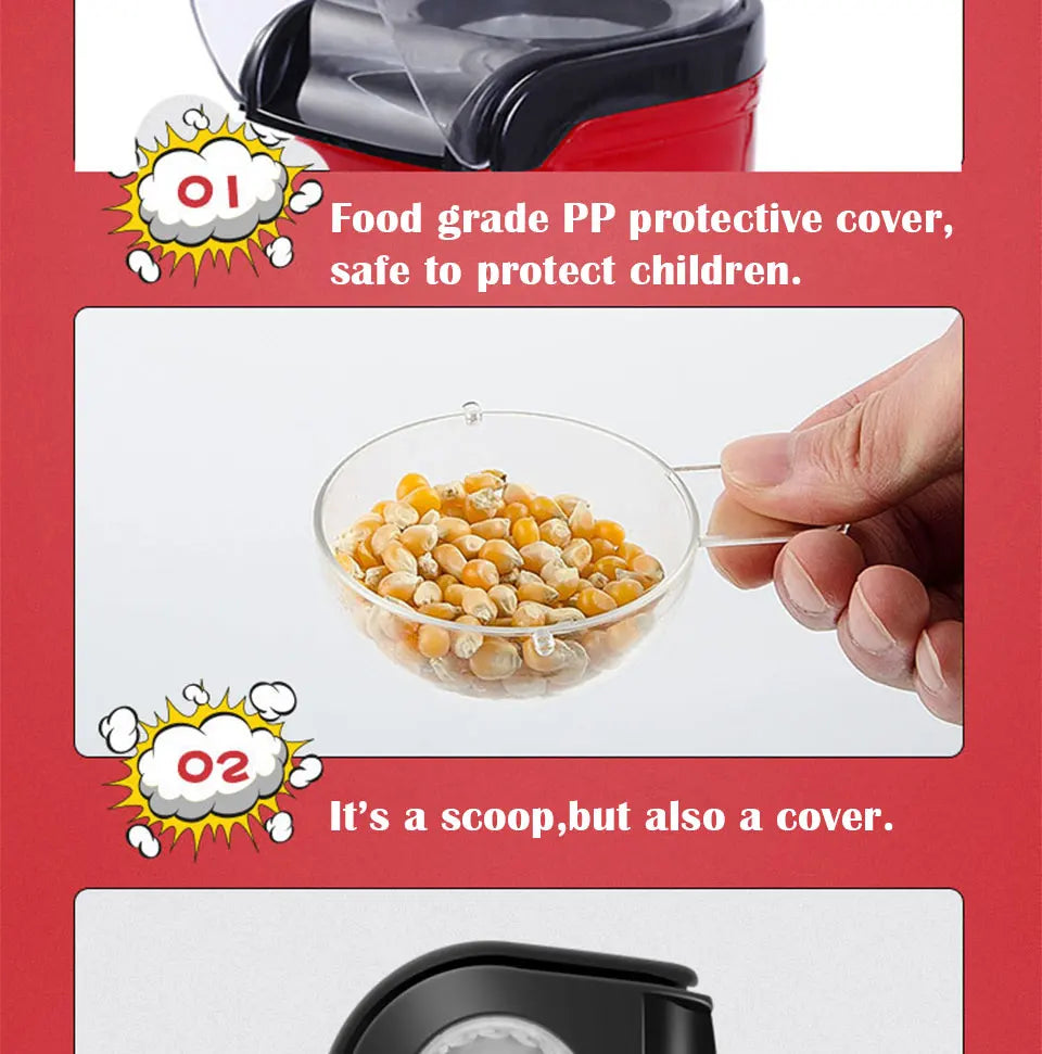 Oil-free Air Corn Machine, Pipoqueir Eletrica Hot Air Machine Mini Popcorn Maker Machine-1200W Household Healthy Home Kitchen